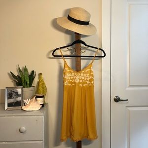 Embroidered Mustard Mini Sundress